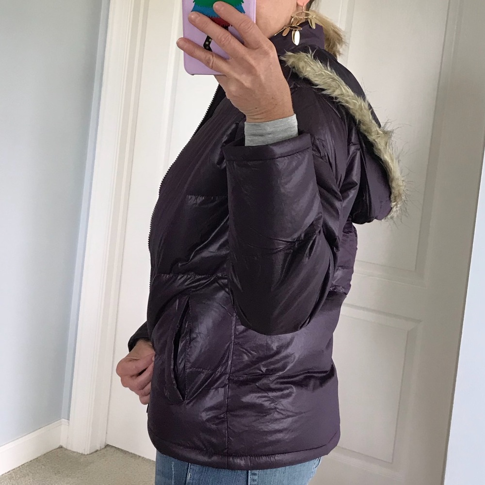 Eggplant Color Hooded Puffer Jacket - Picture 5 of 8
